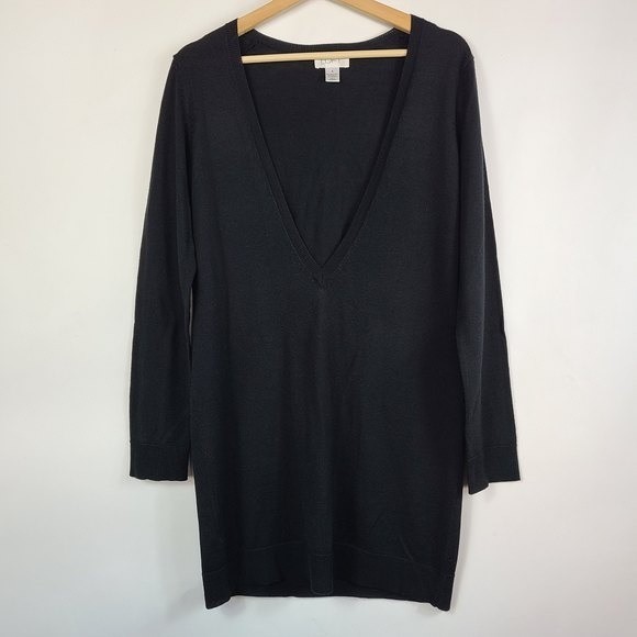 Ann Taylor LOFT Black Tunic Sweater - Deep V-Neck, Long Sleeve, Size 2 - Picture 12 of 12